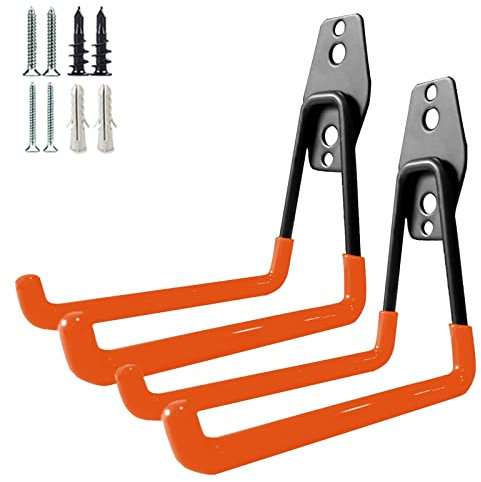 Ganci per garage e garage, attrezzi da giardino, ganci da parete in acciaio, grandi ganci a U da giardino (confezione da 2)