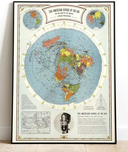 CBS World Airline Routes 1943 Historische Karte, Druck – Polarprojektion – 61 x 76,2 cm