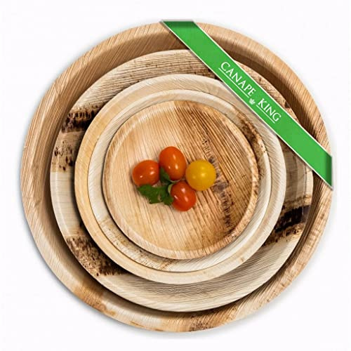Canape King 25pcs Palm Leaf Round Plates | Eco-Friendly 15cm (6) Biodegradable Compostable Bamboo Plates | Ideal Tableware for Wedding Party Picnic Outdoor Events