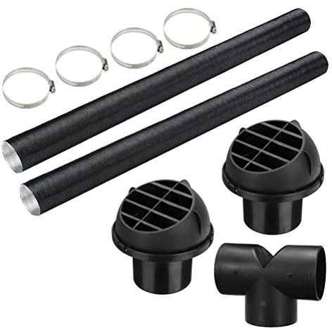 Nerplro, tubo flessibile riscaldante, in alluminio, 75 mm, tubo di riscaldamento per auto, tubo a T per presa d'aria calda e fredda, set di clip per tubo di sfiato ad alta temperatura
