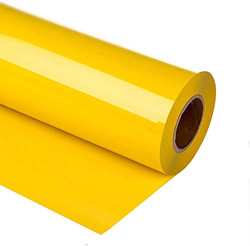 HIKENRI Vinile Termoadesivo per Tessuti 30.5×305CM,Pellicola per Plotter in Vinile a Trasferimento Termico,Facile da Tagliare e Eliminare,Vinile Permanente per T-Shirt oro
