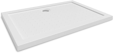 Aquamarin® Receveur de Douche - 100x80 cm, Profil Bas, Acrylique, Résistant aux Rayures, Finition Blanc Brillant, Antidérapant, Forme Carrée - Bac de Douche, Cabine de Douche, Salle de Bain