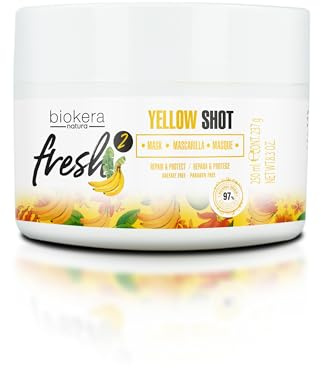 SALERM – Reparierende Maske für Sehr Geschädigtes Haar – Biokera Fresh Yellow Shot Mask – 250 ml – Spendet Feuchtigkeit, Repariert und Schützt das Haar – Anti-Frizz – Sulfat- und Parabenfrei