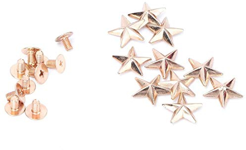 Juego de 10 remaches de estrella de metal Remaches de ropa de 14 mm Remaches de cuero Tachuelas y picos para artesanía de cuero Bolsos de ropa Cinturones Zapatos de cuello de perro(Oro)
