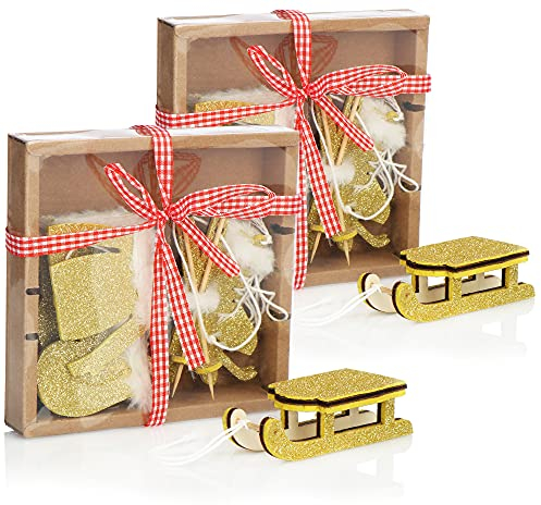 COM-FOUR® 20-teiliges Set Premium Weihnachts-Anhänger für den Weihnachtsbaum, winterliche Anhänger als Baumbehang, Weihnachtsschmuck oder Geschenk-Anhänger (goldfarben - 20 Stück)