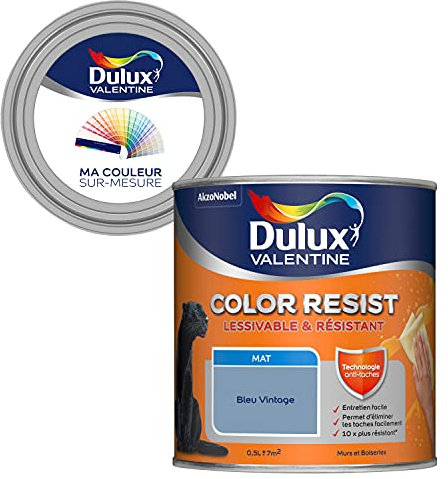 Ma Couleur Sur-Mesure par Dulux Valentine – Peinture Intérieure Murs, Plafonds, Boiseries - Palette Naturelle, Pièce à Vivre Mat, Bleu Vintage , 0,5 L