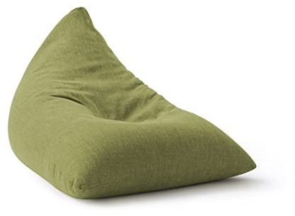 Lumaland Gaming Sitzsack & Bodenkissen | XXL Beanbag in Triangle Form | 150x100x100cm & 370l Volumen | Waschbarer & Robuster Bezug | Ideal als Sessel & Sofa verwendbar | Leichtes Sitzkissen [Lime]