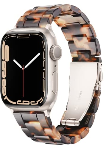 Light Compatible with Apple Watch Strap Series 10 42mm 41mm 40mm 38mm, Fashion Resin iWatch Strap for Women Men Bracelet with Stainless Steel Clasp for Apple Watch Series 10 SE 9 8 7 6 5 4 3 2 1