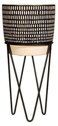 Sass & Belle Black Dash Cement Planter With Wire Stand
