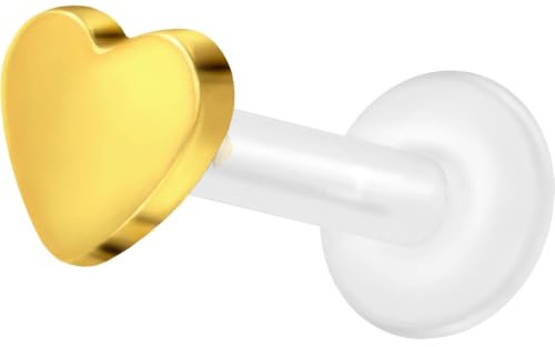 PIERCINGLINE PTFE Labret mit Innengewinde Titan Aufsatz HERZ Piercing Nase Ohr Helix Tragus Lippe Medusa Farb & Größenauswahl