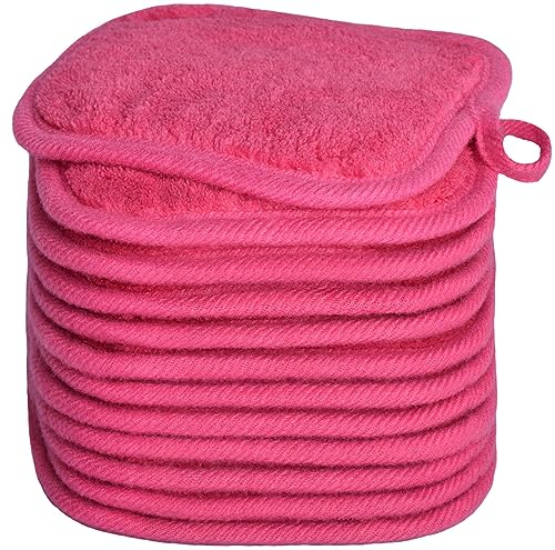 BloomSesame Abschminktuch aus Mikrofaser - Wiederverwendbar Mikrofaser Gesichtsreinigungstuch - Make-Up Entferner Tuch Rosarot(5 x 5inch 12 Stück)