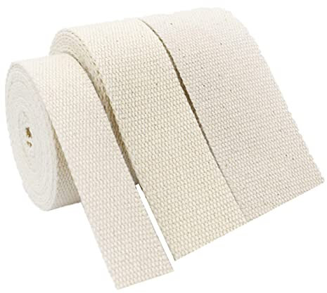 Sangle en Toile de Coton, Ruban en Toile pour Sangles de Sac, Ruban adhésif pour Sacs, Bagages, Sangles de Cargaison, 9 m par Rouleau, Beige, 38 mm