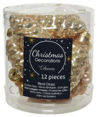 Christbaumschmuck Zapfen Glas 6cm x 12 Stück Weihnachtskugeln Christbaumkugeln beige Karamel