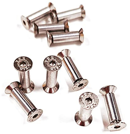 10PCS Knife Handle Bolt Rivets Scale Screw Fastener Nut Flat Hex Head Silver
