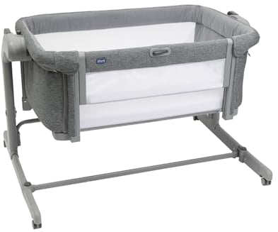 Chicco Next2Me Magic Evo, Culla Neonato Fianco Letto, con Modalità Dondolo, Inclinabile, Spondina Apribile, Altezza Regolabile, 4 Ruote, Materasso e Borsa da Viaggio Inclusi, Grigio Scuro