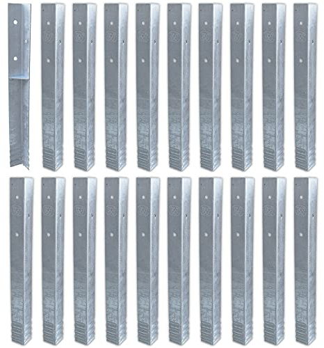 Wickey SolidLock Winkelanker aus feuerverzinktem Stahl für Spieltürme, Schaukeln, Stelzenhäuser - 20er-Set Anker inklusive Schrauben - Bodenanker, Erdanker 500x45x45 mm