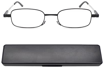 Mcoorn Lesebrille für Unterwegs Tasche für Damen Herren, Mini Lesehilfe Metall Schmal Tragbar, Dioptrien +3,0