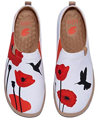 UIN Damen Kunstgemalte Reiseschuhe Slipper Casual Loafers Leichter Komfort Mode Sneaker Toledo Ⅰ Kolibri und Safran (40.5)