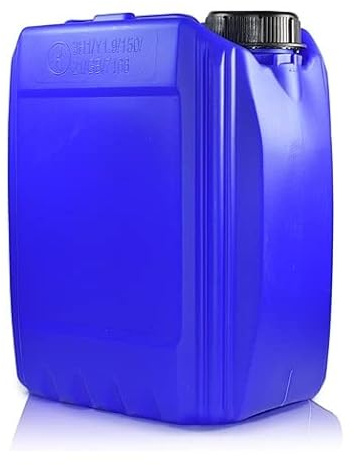 Jerrican 5 L – Bidon empilable approuvé par l'ONU + bouchon inviolable de 51 mm | Parfait pour le stockage de carburant, huile, essence, eau et liquides Bleu