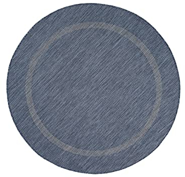 Carpetsale24 In- & Outdoor Teppich Wetterfest 200 cm Rund Sisal Optik Blau - Teppich Waschbar, Wasserfest, Pflegeleicht und Flachgewebe - Ideal für Balkon, Garten, Terrasse und als Küchenteppich