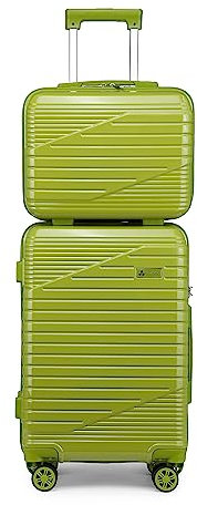 Somago 3-teiliges Gepäck-Set mit Kosmetikkoffer, erweiterbarer Koffer (nur 61 cm), leichter Koffer-Sets mit Rollen, TSA-Schloss, YKK-Reißverschlüsse, für Herren, Damen, Reisen, Business, Hellgrün,