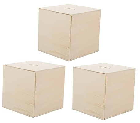 TOYANDONA 3 Stück Bemaltes Holz-Sparschwein Spardosen Für Kinder Spielzeug-Aufbewahrungs boxen Kinderspielzeug-Aufbewahrungsorganisator DIY-Spardose Kinder-Sparschwein Spardose Zum Bemalen