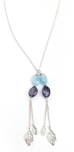 SHAKTI DIVINE ENERGY ELEGANTE ZWEIFARBIGE HALSKETTE AUS BLAUEM JADESTEIN für DAMEN für FREIZEITKLEIDUNG
