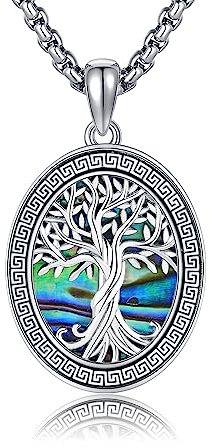 ONEFINITY Tree Of Life Necklace 925 Sterling Silver Tree Of Life Pendant Abalone Shell Family Tree Of Life Jewellery Gift For Women Men