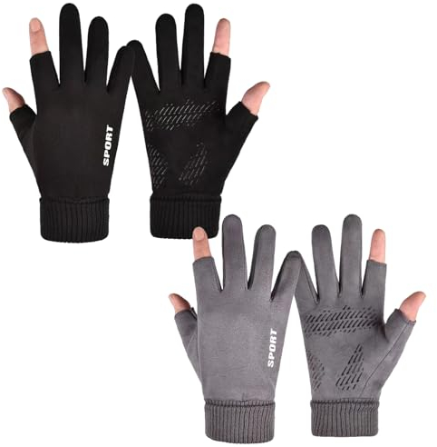 HoaaiGo 2 Stück Winddichte Wasserdicht Running Handschuhe, Touchscreen rutschfest Sporthandschuhe Leichte Laufhandschuhe Warme Fahrrad Liner-Handschuhe, Winterhandschuhe für Männer Frauen