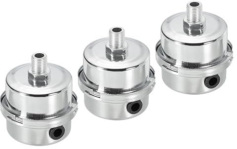 PATIKIL G1/4 Air Compressor Silencers Filter, 3 Pack Noise Reduction Intake Muffler for Generators, Blowers, Exhaust Ports, Silver Tone, Yellow