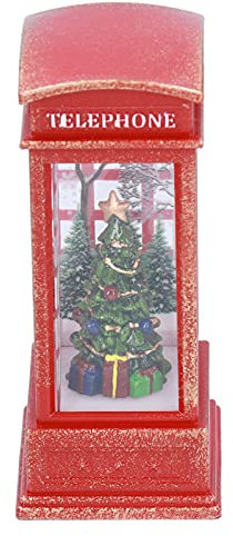 Hapivida Weihnachts Telefonzelle, Retro London Telefonzelle, Weihnachtsmann und LED Nachtlicht Dekoration, Batteriebetrieben, Schmücken Den Heimischen Schreibtisch Baum(C)