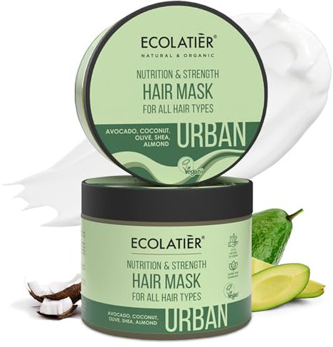 Haarmaske Ernährung & Stärke für Alle Haartypen - Intensive Pflege mit Avocadoöl, Kokosöl & Sheabutter - 98% Natürliche Inhaltsstoffe, Vegan, Haarpflege für Geschmeidigkeit - 380 ml