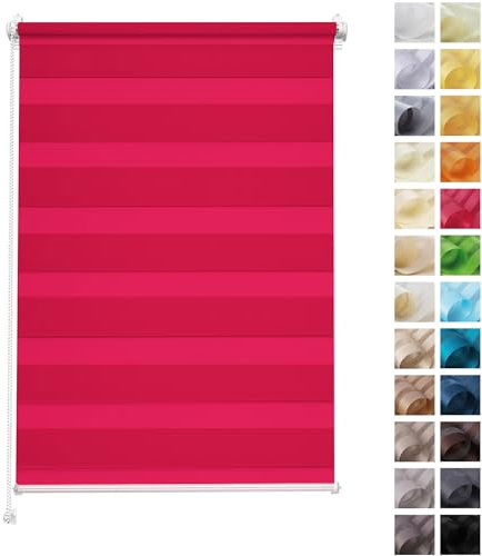 Rettika Doppelrollo ohne Bohren, klemmfix - Himbeer, Breite: 110cm, Höhe 150 - Rollos für Fenster ohne Bohren, Fenster rollos für innen, Duo Rollo