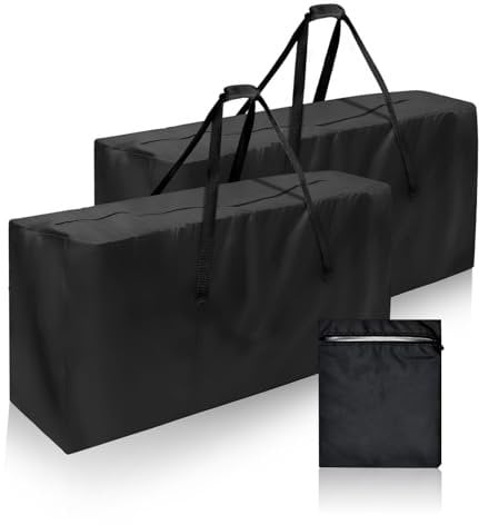 Garden Cushion Storage Bag, Large Waterproof Outdoor Cushion Storage Bag with Zipper for Patio Seat Furniture Organiser (2pcs, 130 x 32 x 55 cm)