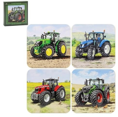 The Leonardo Collection Tractors Coasters Set of 4 | Coasters Set For All Modern Kitchen & Offices | For All Types of Cups & Mugs