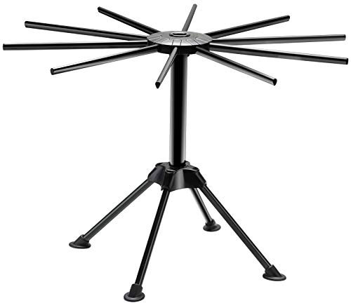 Ourokhome Collapsible Pasta Drying Rack, Plastic Spaghetti Hanger Noodle Dryer Stand with 10 Bar Handles for Homemade Fresh Spaghetti, Stable, Easy Storage and Quickly Set Up (Black)