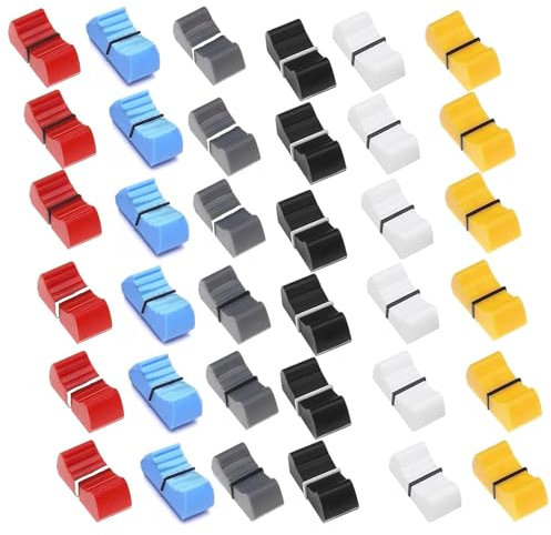 Fader Caps, Faderknopf, Fader Knöpfe, Slider Caps, Mixer Push Keycap, Slider Fader Kappe, Ersatz Fader Knopf Kappe, für DJ Mixer die Lautstärkeregelung der Gitarrenkonsole, Bunte, 36PCS