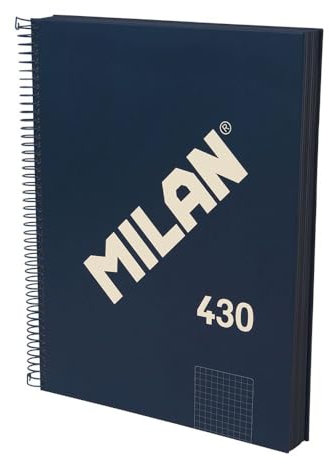 MILAN® Cahier A4 couverture rigide, papier quadrillé (5 x 5 mm), 120 feuilles 95 g/m², collection gomme 430, bleu