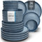 Steingut Geschirrset 6 Pers. 24-tlg Hochwertiges Urban Style TEST SEHR GUT Steingut Geschirr Set - Schüssel- und Teller Set - Tafelservice 6 Personen Geschirrsets Pure Living in matt Blau