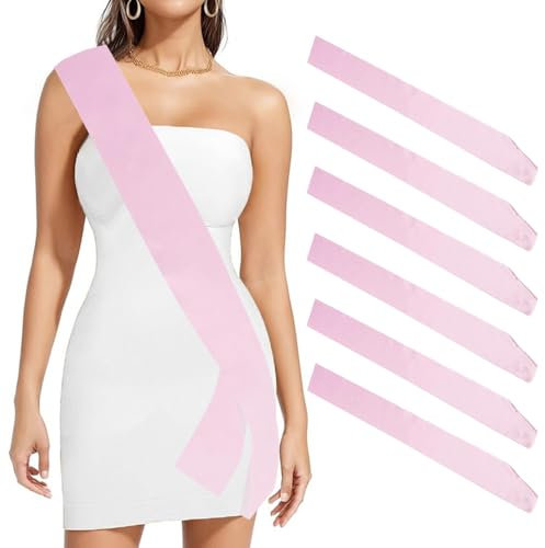 6 fasce vuote in raso rosa tinta unita fai da te, morbide fasce per spettacoli di bellezza, decorazioni per feste, compleanni, matrimoni, lauree