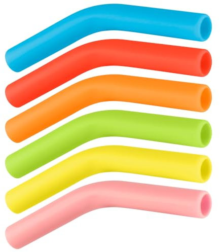6pcs Silicone Straw Tips, Reusable Straw Tips Covers Replacement Straw Extender Tip Silicone Straw Elbows Tips Fit for 5/16 inch Outer Diameter Metal Stainless Steel Straws (Multicolor)