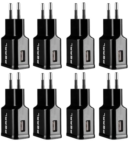 PEARL Universal-Netzteil: 8er-Set kompakte USB-Netzteile, USB-A, 5 V, 2,1 A / 10,5 W, schwarz (Ladegerät-Stecker, Steckdose Stecker für Kabel, Adapter)