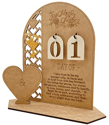 MOIDHSAG 1 Set aus Holz für Hochzeit, Countdown-Kalender, Urlaub, Geburtstag, Dekoration für drinnen und draußen, Garten, Hof, Dekoration