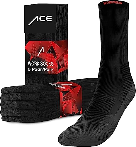 ACE arbetsstrumpor - 10 par långa arbetsstrumpor - andningsbara strumpor för män och kvinnor - strumpor för arbete- 35-38
