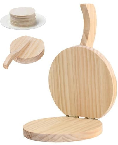 Tortilla Press natürlicher Holz Tortilla Press 6.5 '' Runde Mais -Tortilla -Presse mit Griffpresse für hausgemachte mexikanische Tortillera, Roti, Chapati, Taco, Pataconera.