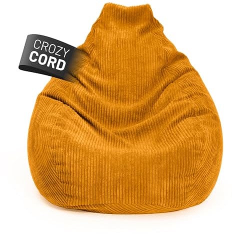 Lumaland Gaming Sitzsack XXL aus Cord | Gaming Sessel für Erwachsene & Teenager | Komfortabler Bean Bag 135 x 100 cm [Senfgelb]