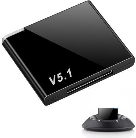 30 Pin Bluetooth Adapter,1 Pcs 5.1 Bluetooth Receiver for Ipod Bluetooth Adapter,Portable Music Receiver Adapter with Speakers for iPhone iPod Cell Phone Docking Station, Hi-Fi and Stereo