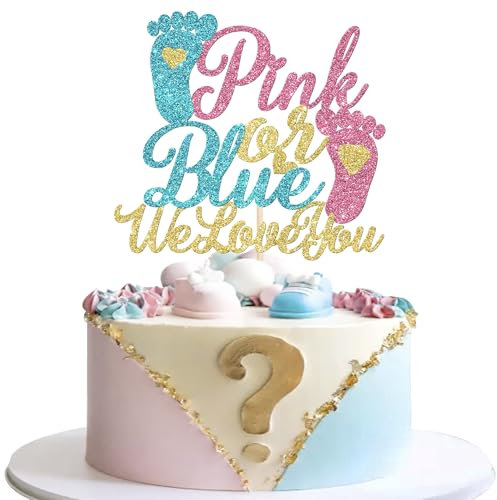 1 Pack Pink or Blue We Love You Cake Topper Gender Reveal Cake Pick Baby Shower Gender Reveal Theme Kids Boys Girls Birthday Cake Decoration Party Supplies Red Pink