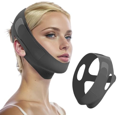 SexxLady Wiederverwendbarer Chin Strap,V-förmiges Kinn Gesichtsstraffungsband,Face-Lifting Maske für Frauen,Schwarz
