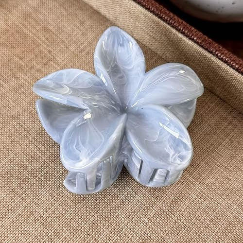 Pinzas para el pelo con flores, accesorios para el cabello para mujeres, niñas, niños, 1 pieza de garra grande, elegante, herramienta de peinado para fiestas, bodas, uso diario (azul)